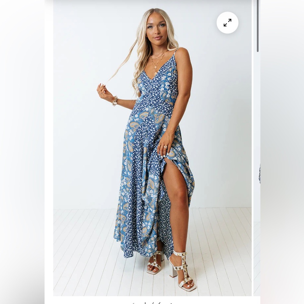 Millibon Blue Floral Maxi Dress